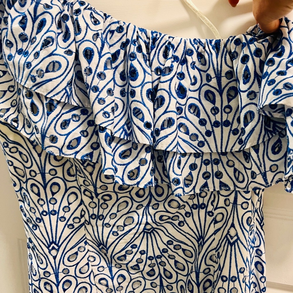 NWT Lilly Pulitzer Sundea One Shoulder Eyelet Shift Dress Blue Tang Size 12 - Picture 8 of 12